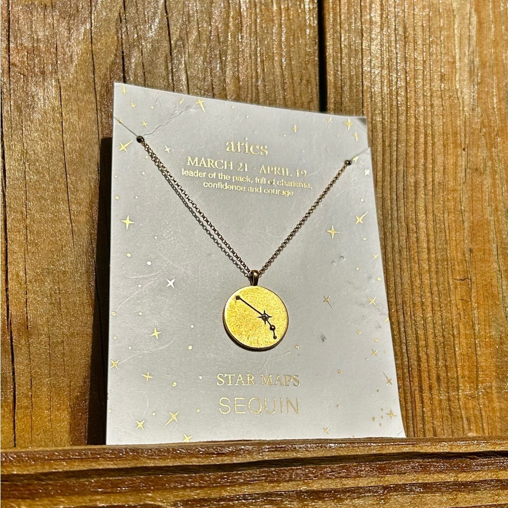 New Necklace Charm Sequin Star Maps Aries Gold